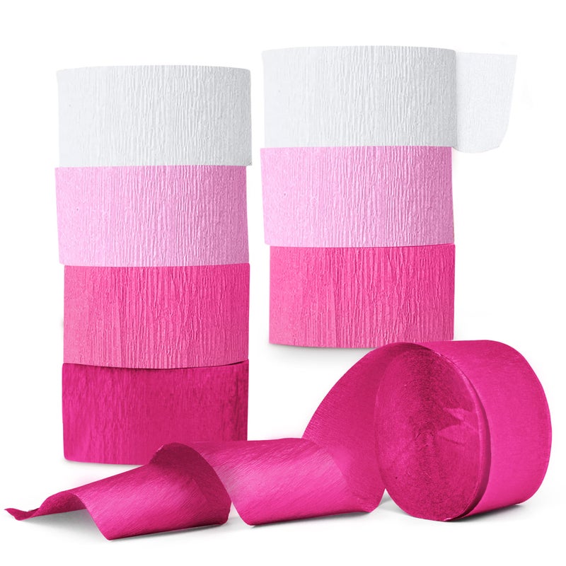 Ader Products Pink Crepe Paper Streamers  Pink Party Decorations - 8 Large Rolls  2in x 120ft Each Roll - Decorative Creped Roll for Birthday  Festival  Wedding  Backdrop or Photo Booth Decoration and Flower Making - Image 1